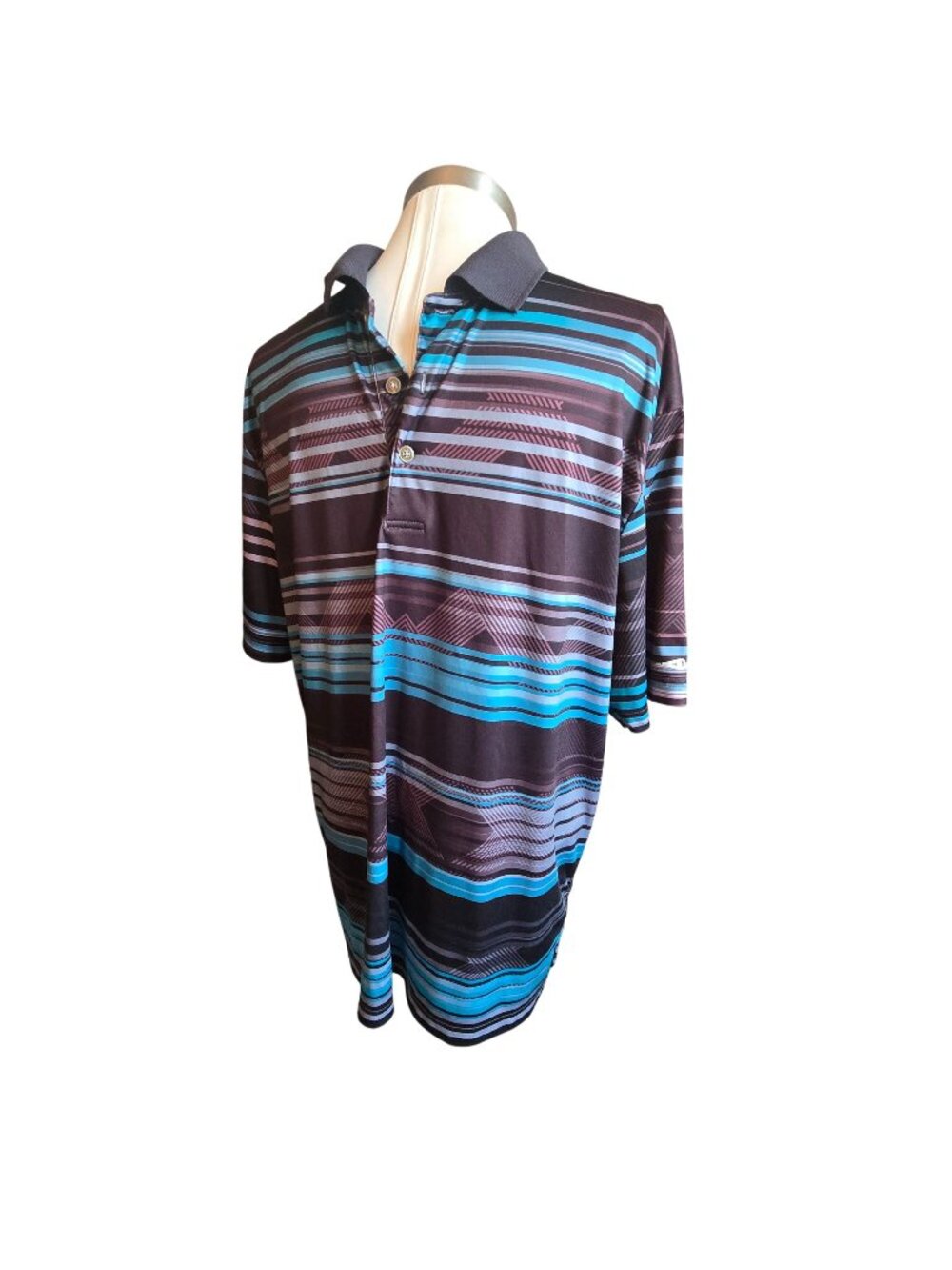 Mens Polo Performance Golf Shirt XL Striped Shirt Poly Blend jj3736